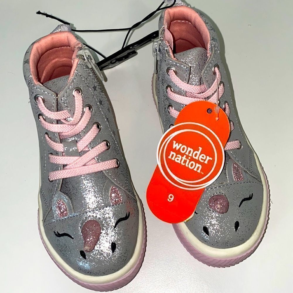 🔥wonder nation unicorn kids girls shoes sz 9 New